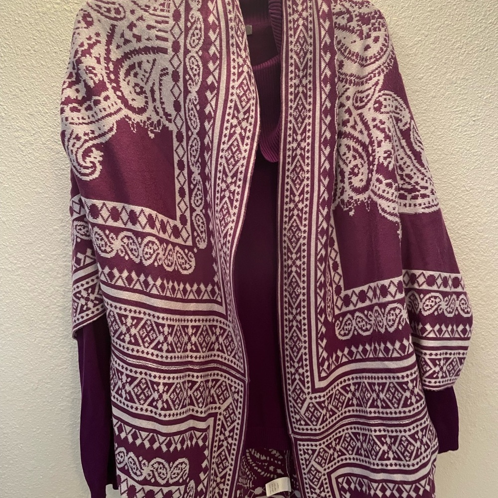 Elegant Purple Plum and White Women's Cocoon Sweater